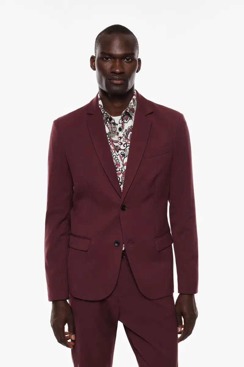 Blazer a bottoni singoli dal sapore classico Bordeaux miniatura 2