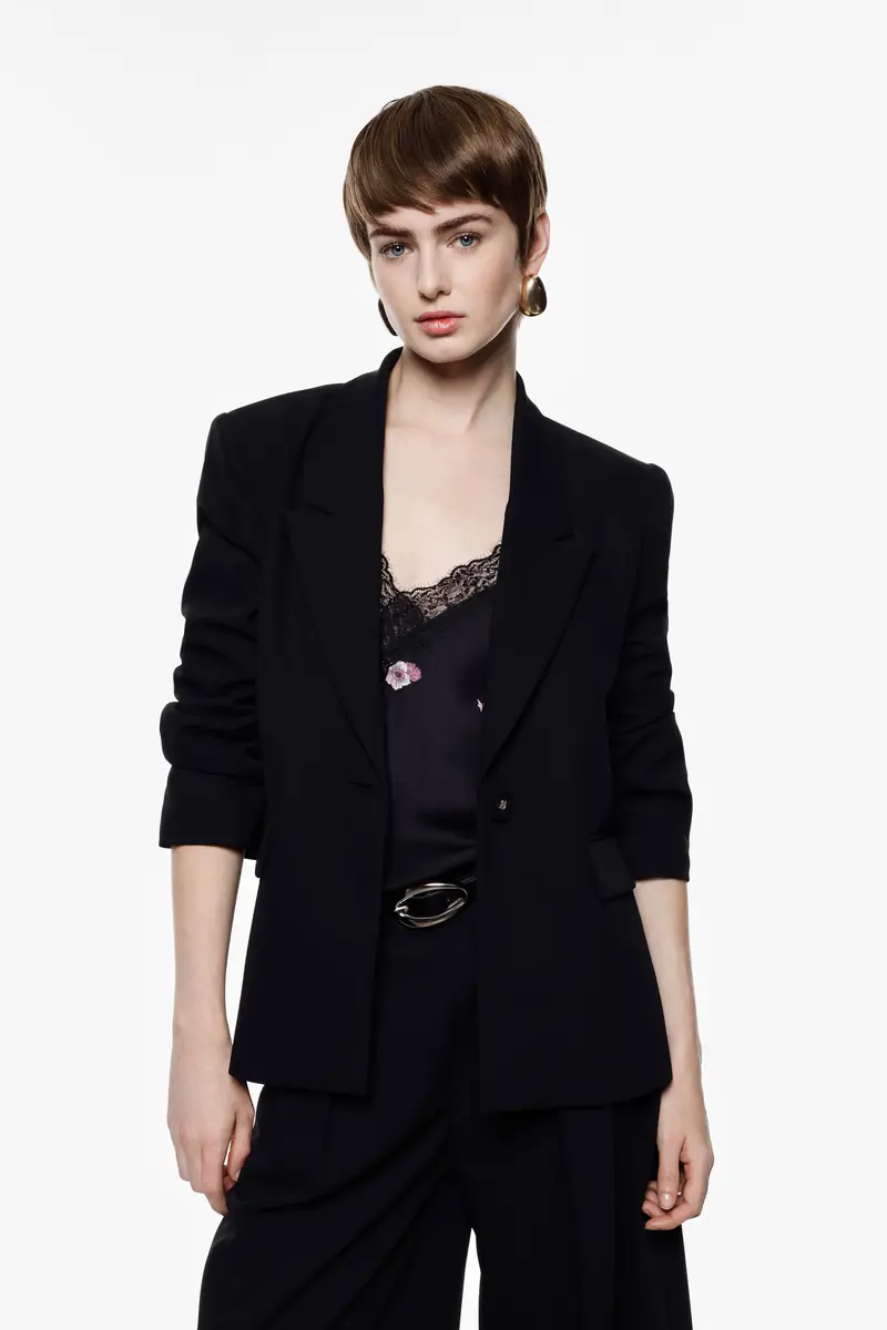 Blazer con bottoni e tasche Nero miniatura 2