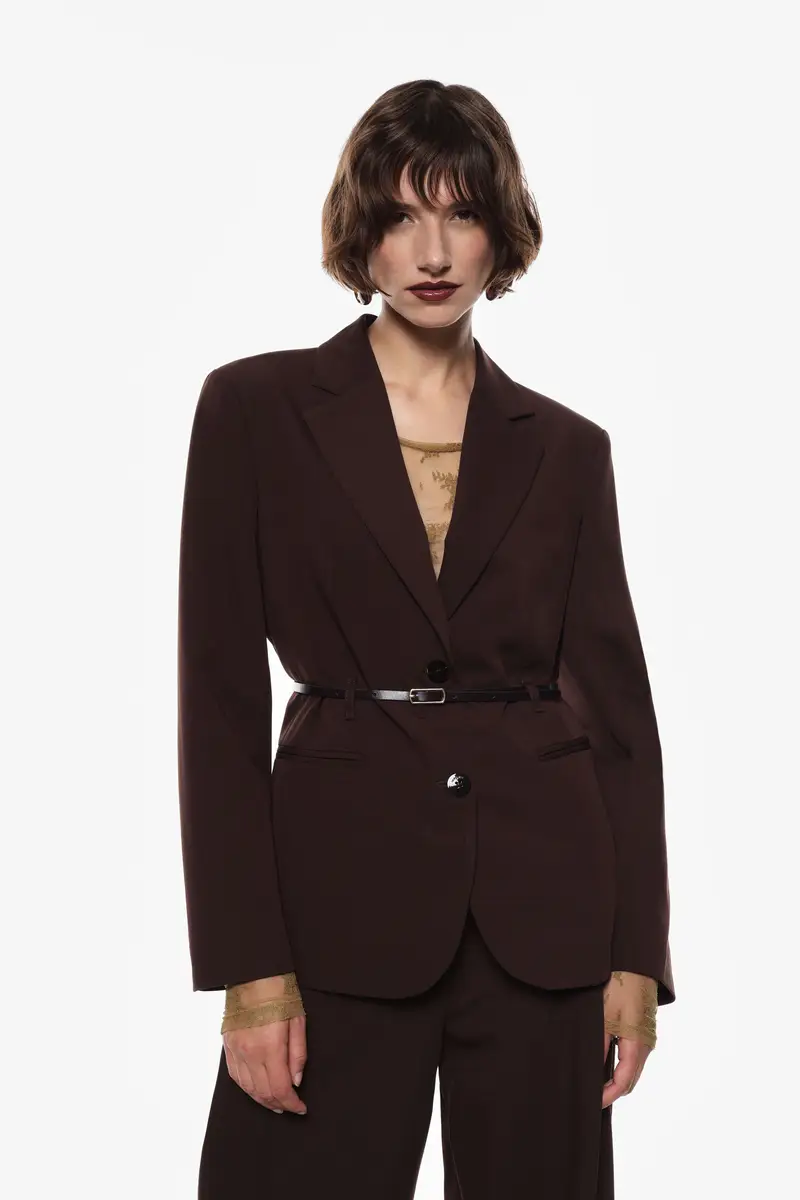 Blazer con cintura e bottoni Moro miniatura 2