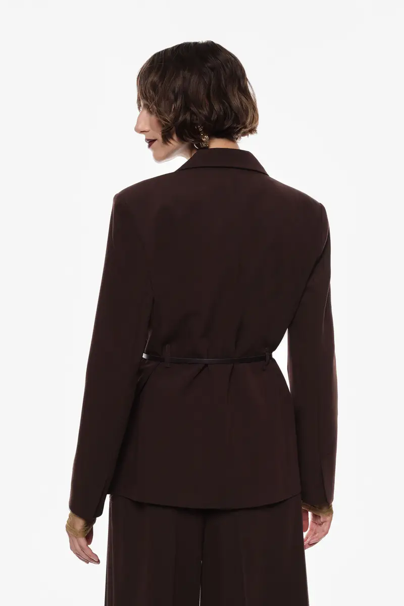 Blazer con cintura e bottoni Moro miniatura 3