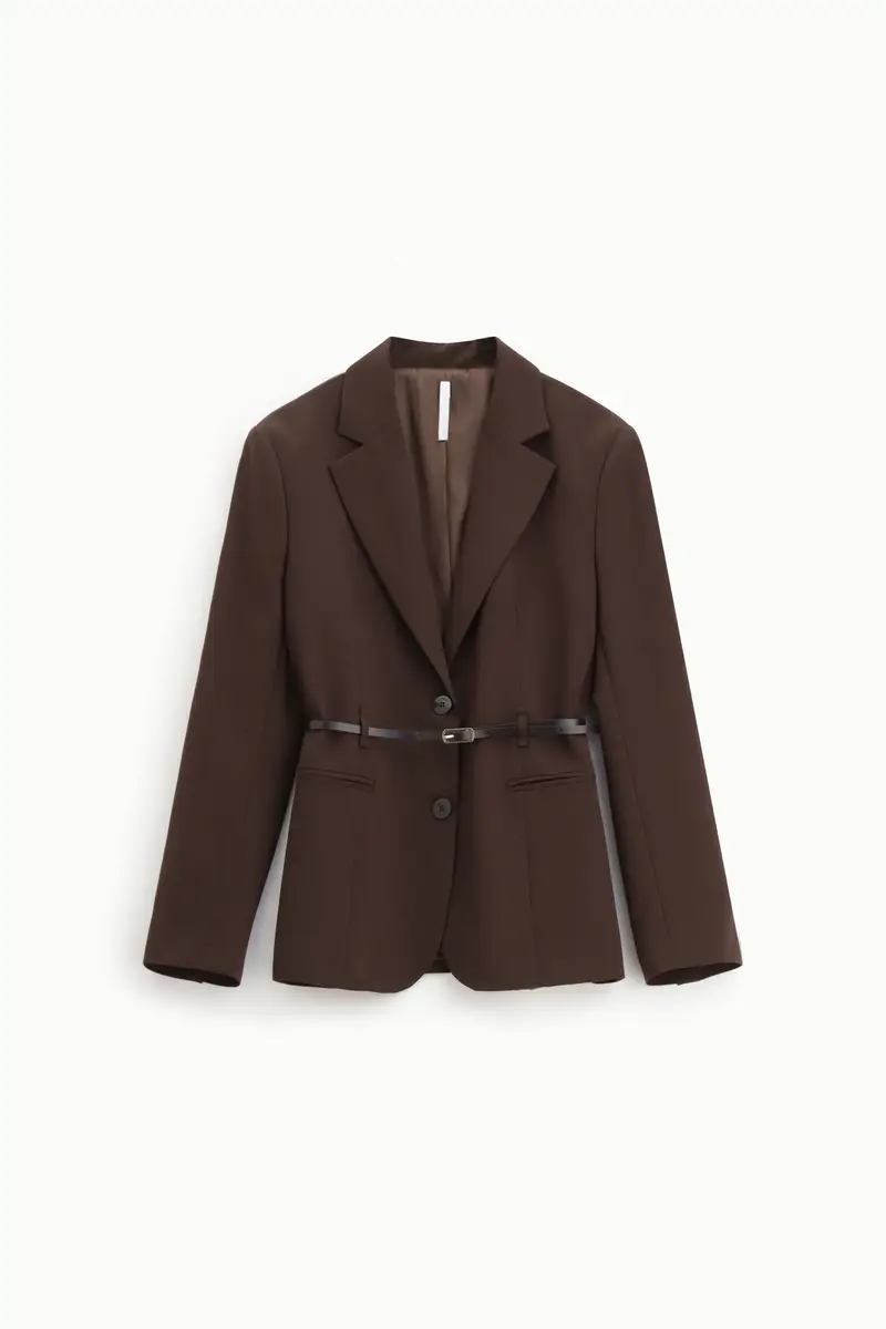 Blazer con cintura e bottoni Moro