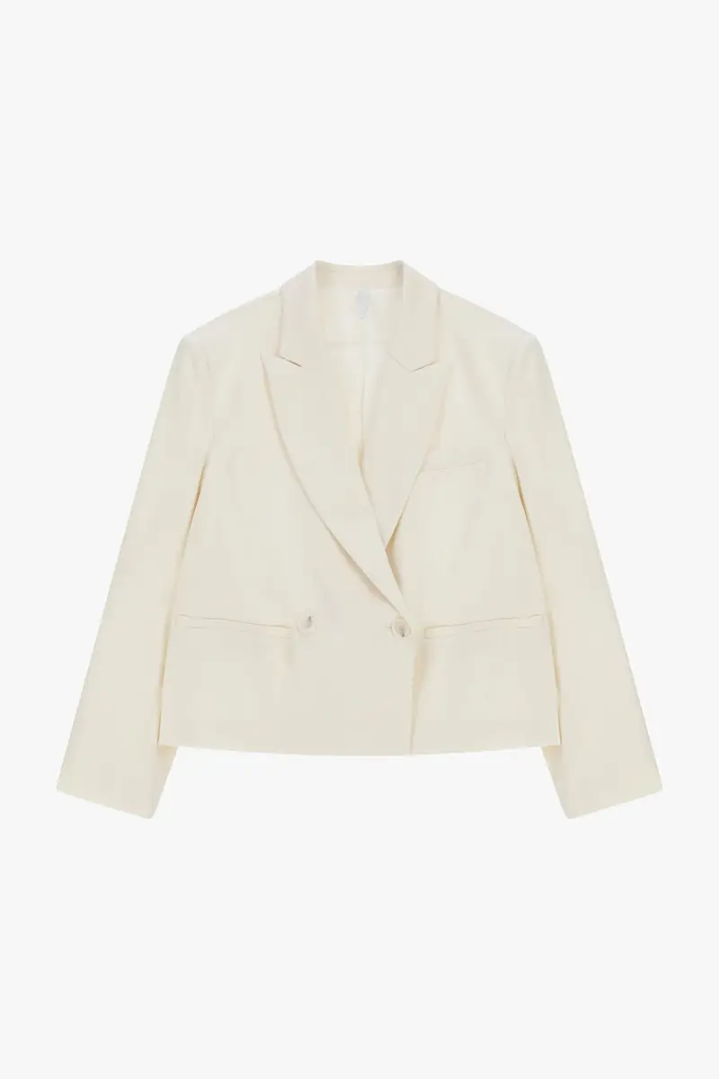 Blazer corto doppio petto tasche a filetto Burro