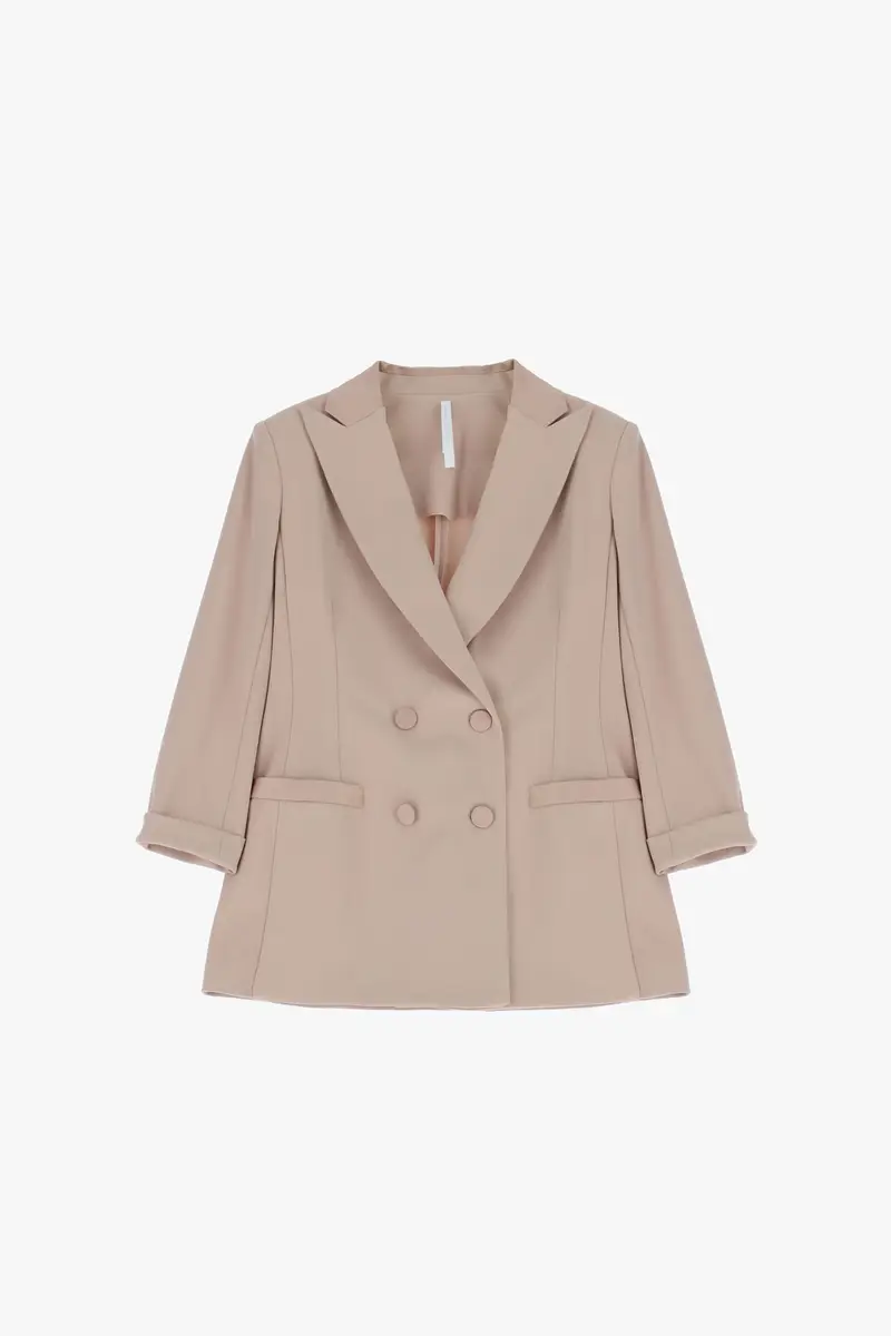 Blazer doppiopetto con maniche tre quarti Cipria