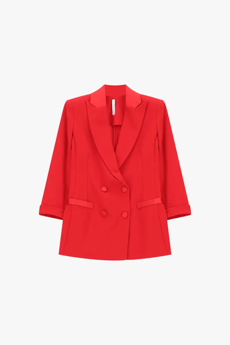 Blazer doppiopetto con maniche tre quarti Rosso