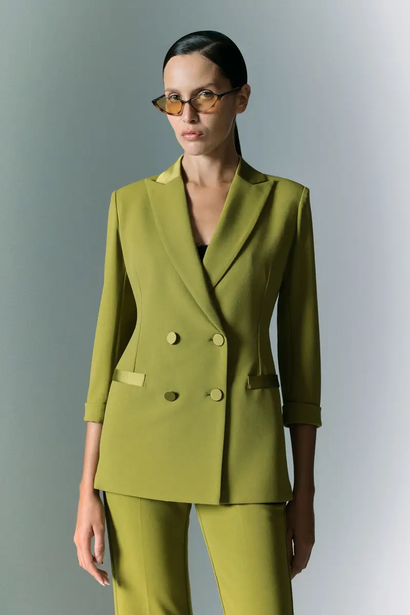 Blazer doppiopetto vestibilità classica Olio miniatura 2