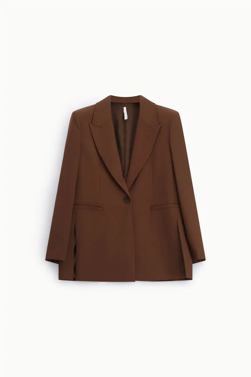Blazer monopetto con tasche a filetto Cacao