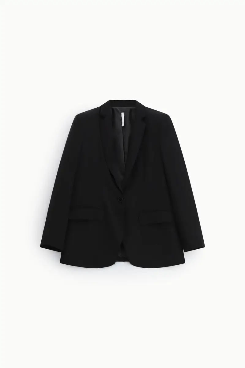 Blazer monopetto con tasche a filetto Nero