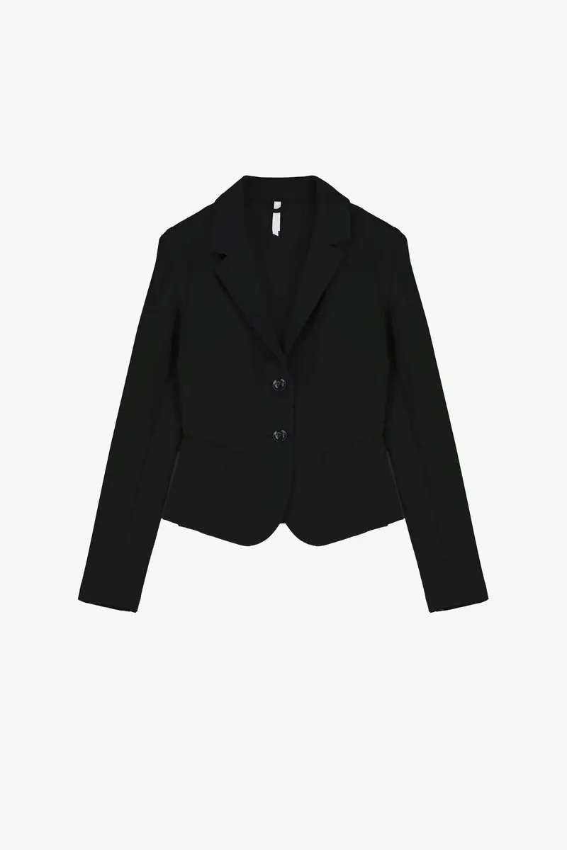 Blazer monopetto corto con tasche a filetto Nero