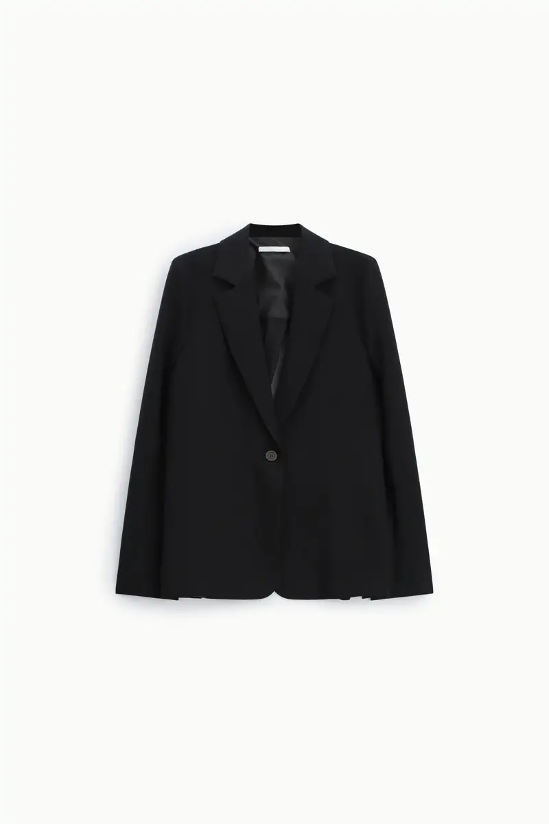 Blazer monopetto regular-fit con maniche arricciate Nero