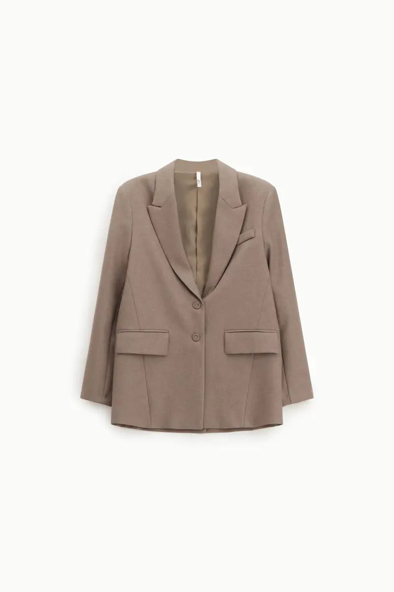 Blazer monopetto regular-fit con tasche Tortora