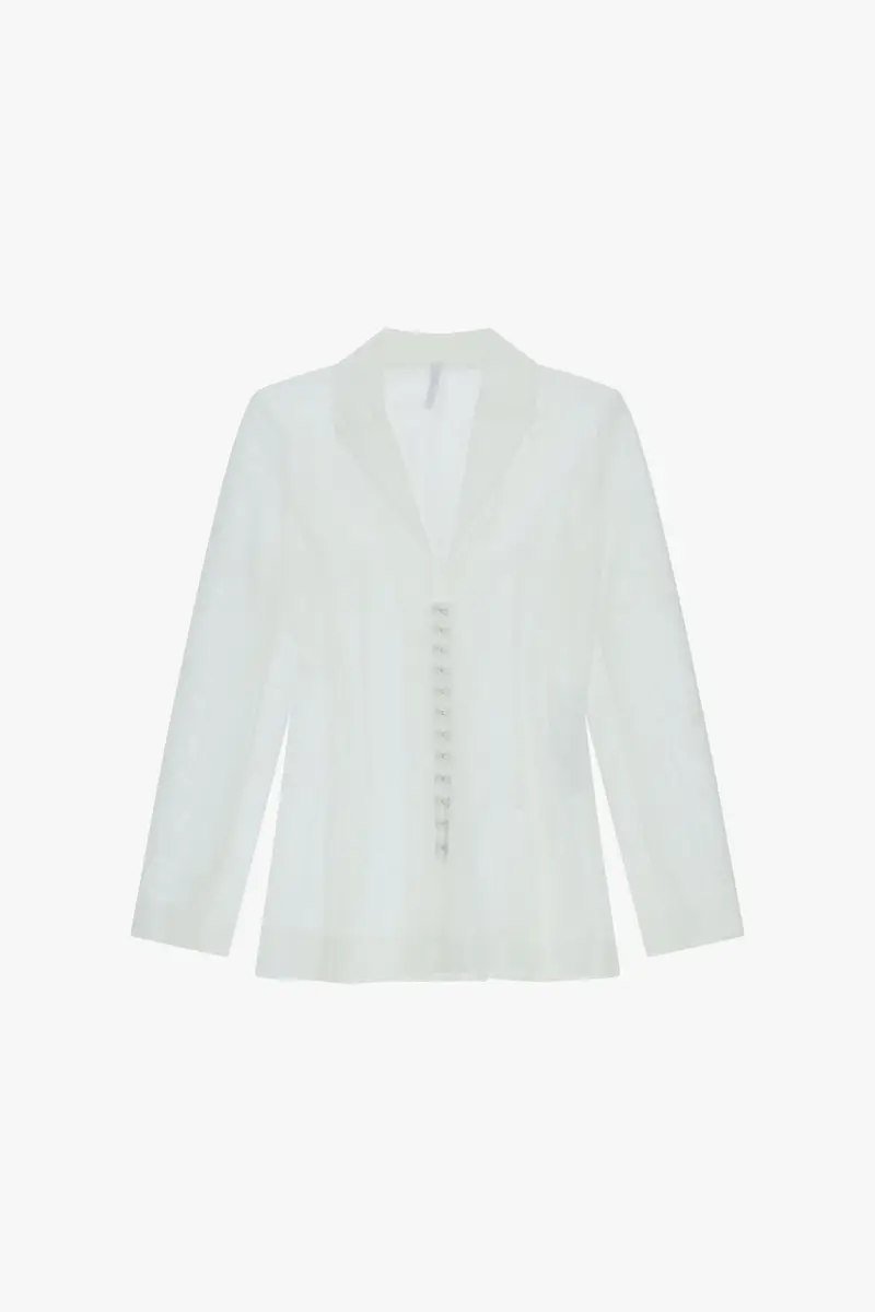 Blazer trasparente regular-fit con chiusura a bottoni Bianco