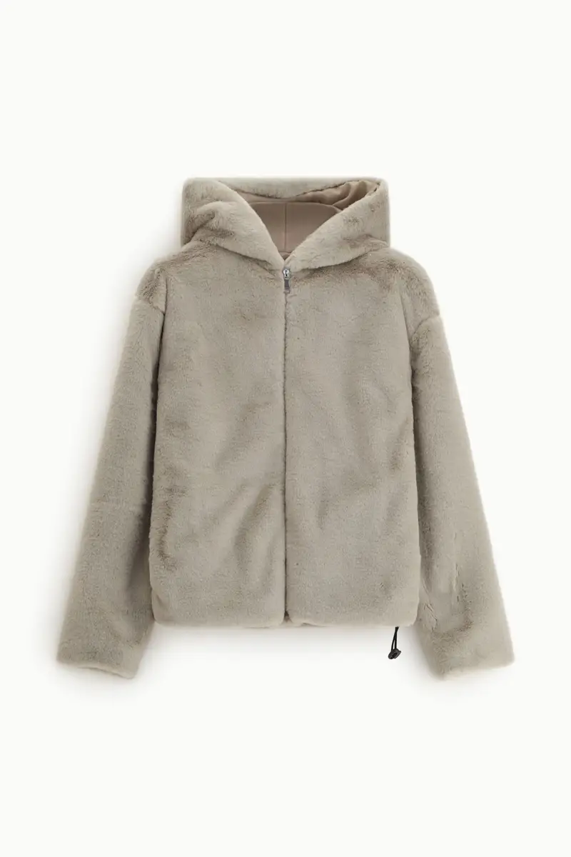 Bomber con cappuccio e chiusura zip Beige