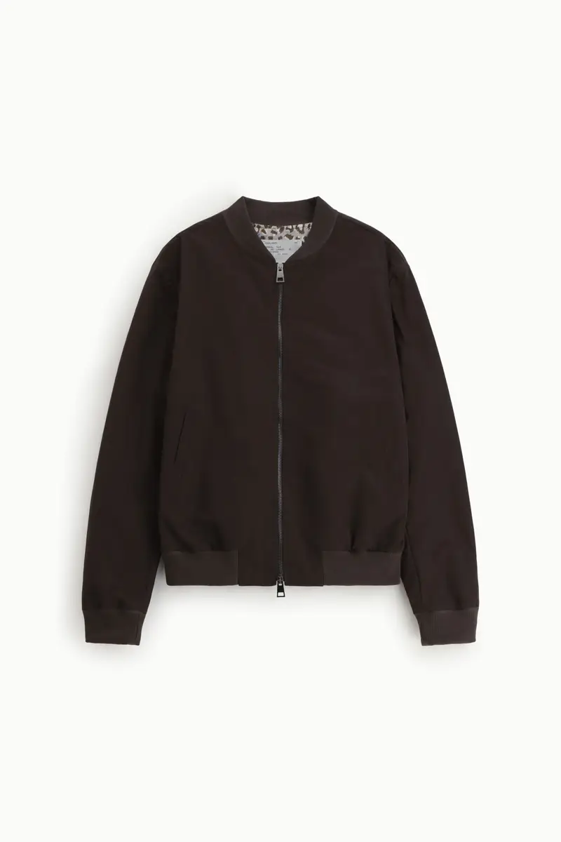 Bomber con zip e polsini a coste Moro