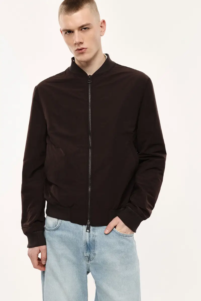 Bomber con zip e polsini a coste Moro miniatura 4