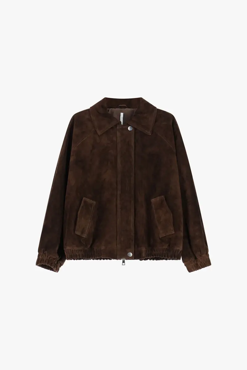 Bomber con zip e tasche laterali Caffe