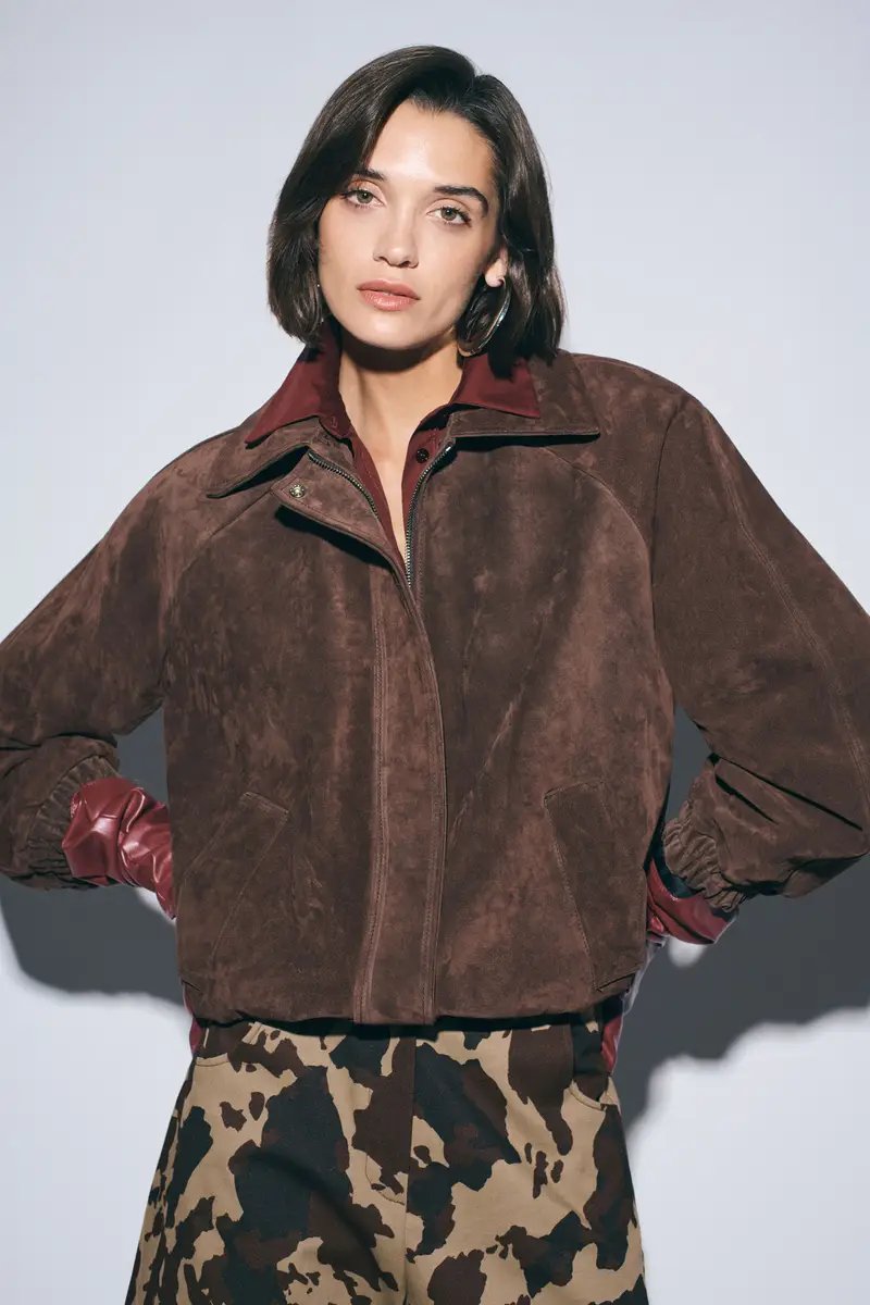 Bomber con zip e tasche laterali Cioccolato miniatura 2