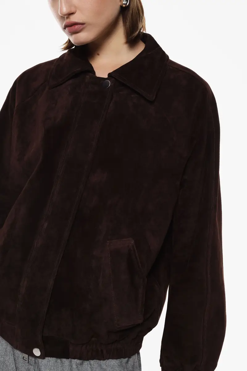 Bomber con zip e tasche laterali Cioccolato miniatura 4