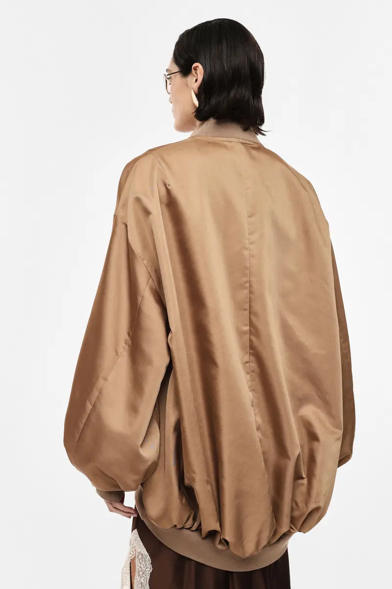 Bomber jacket oversize con tasche applicate Cammello miniatura 3