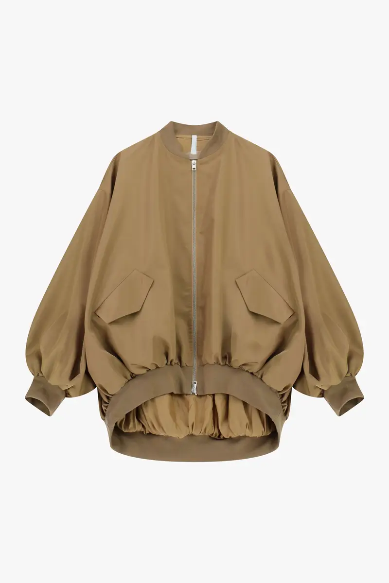 Bomber jacket oversize con tasche applicate Cammello