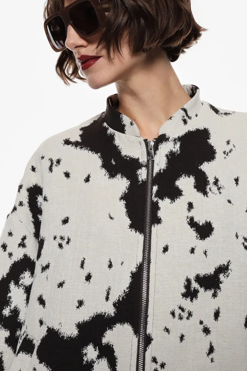 Bomber oversize con stampa cow Panna miniatura 4