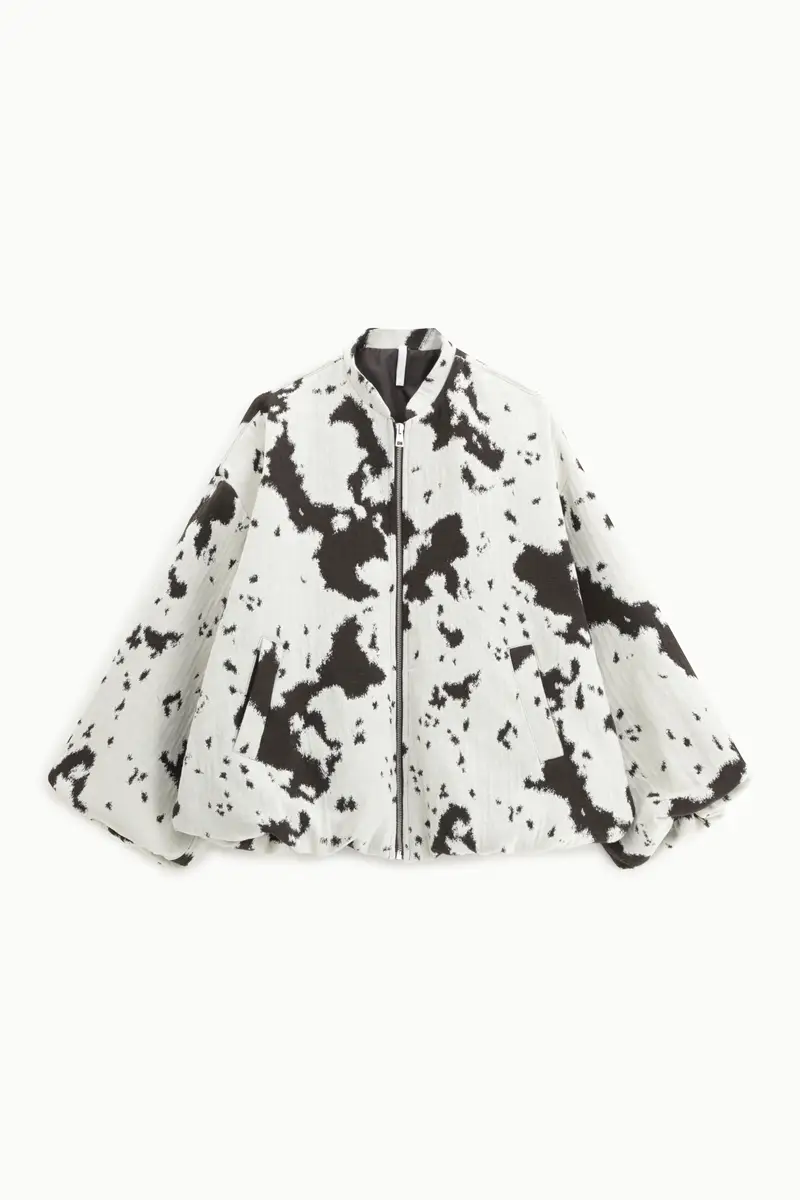 Bomber oversize con stampa cow Panna