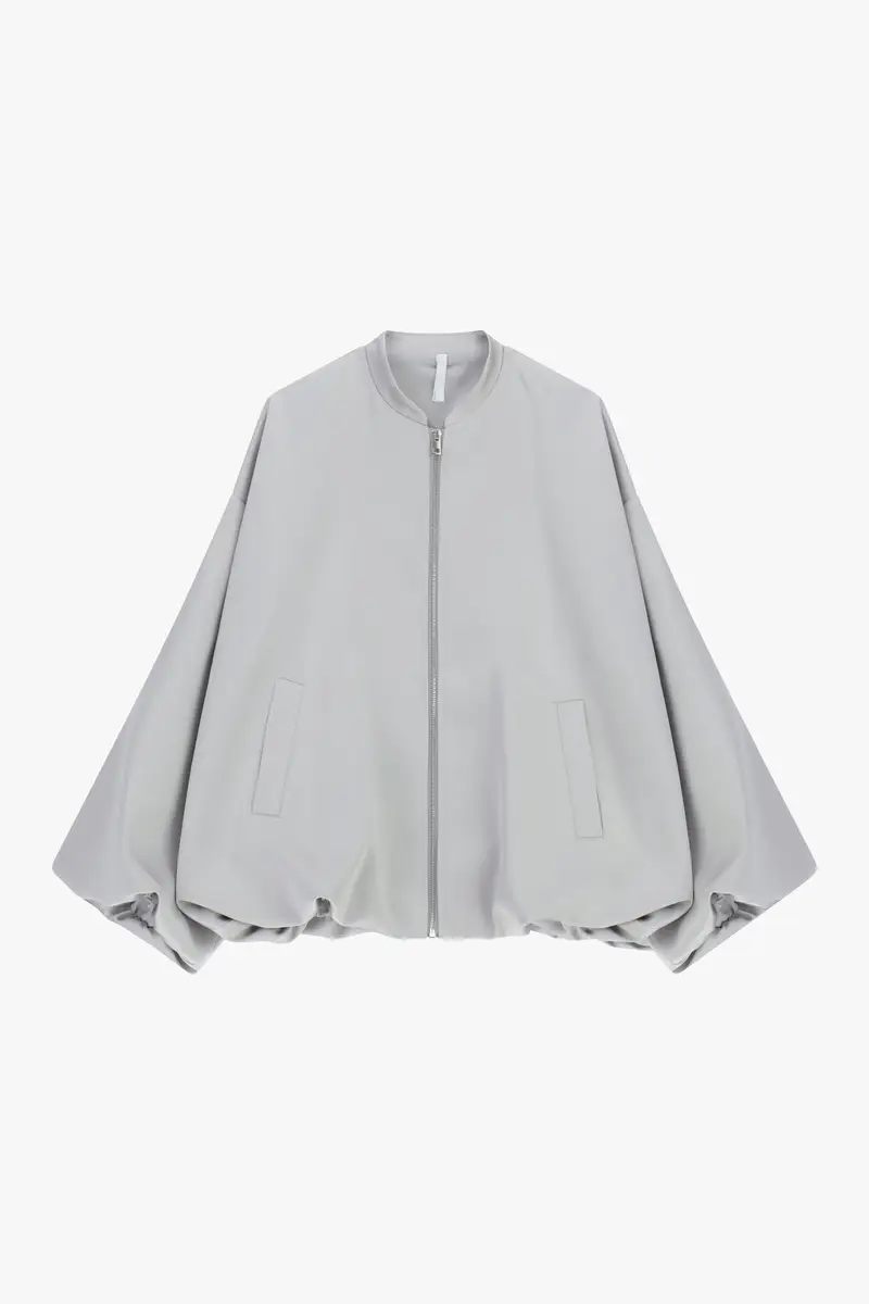Bomber oversize con zip e tasche laterali Perla