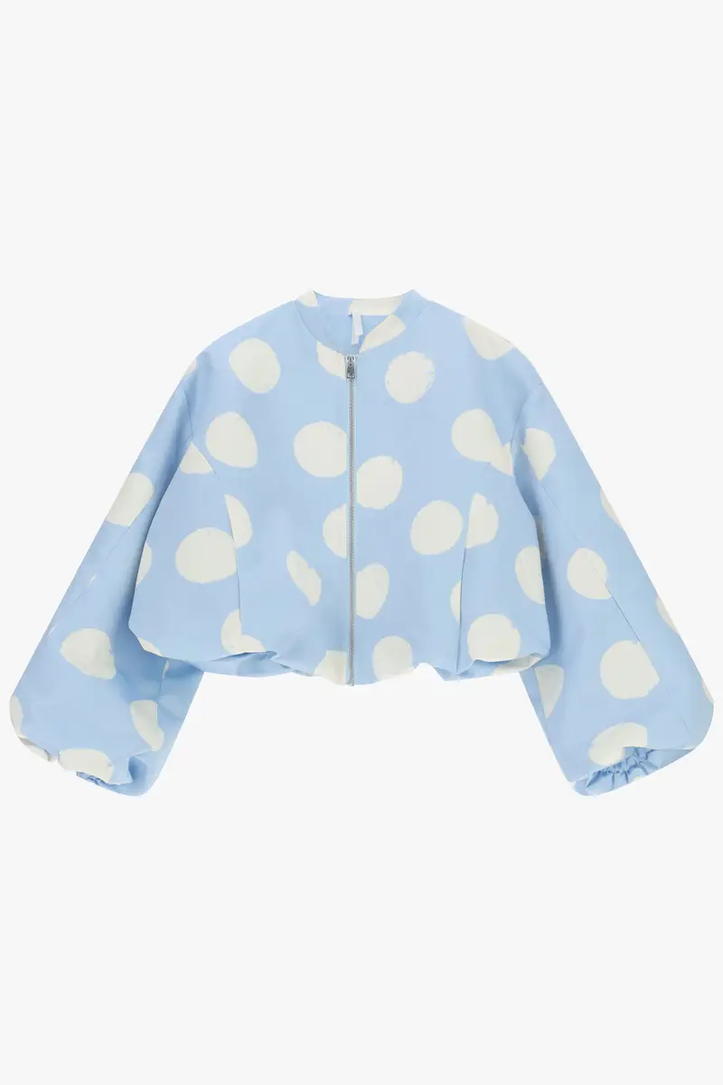 Bomber oversize stampa pois chiusura zip Azzurro