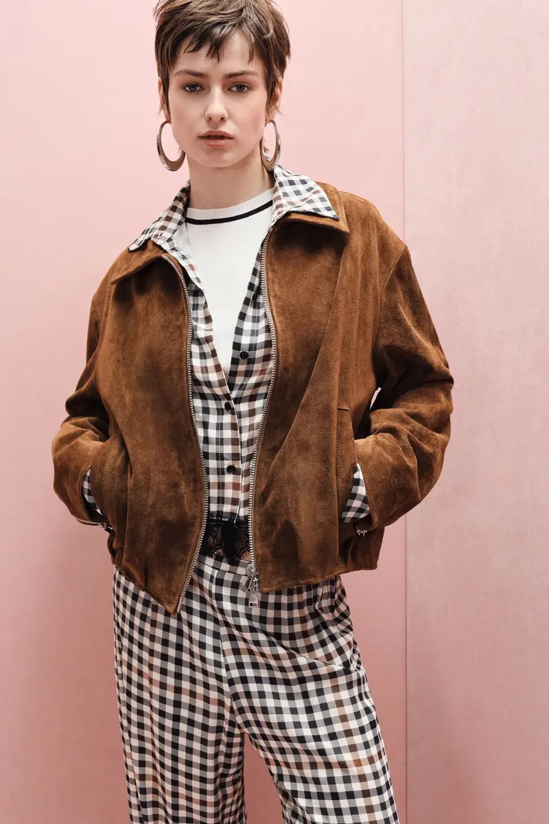 Bomber regular-fit con zip e tasche laterali Cammello miniatura 2