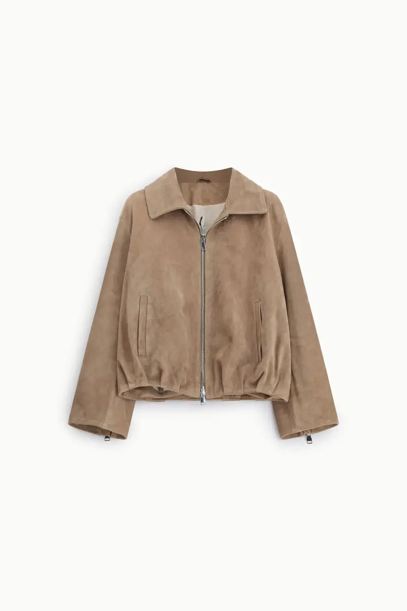 Bomber regular-fit con zip e tasche laterali Taupe