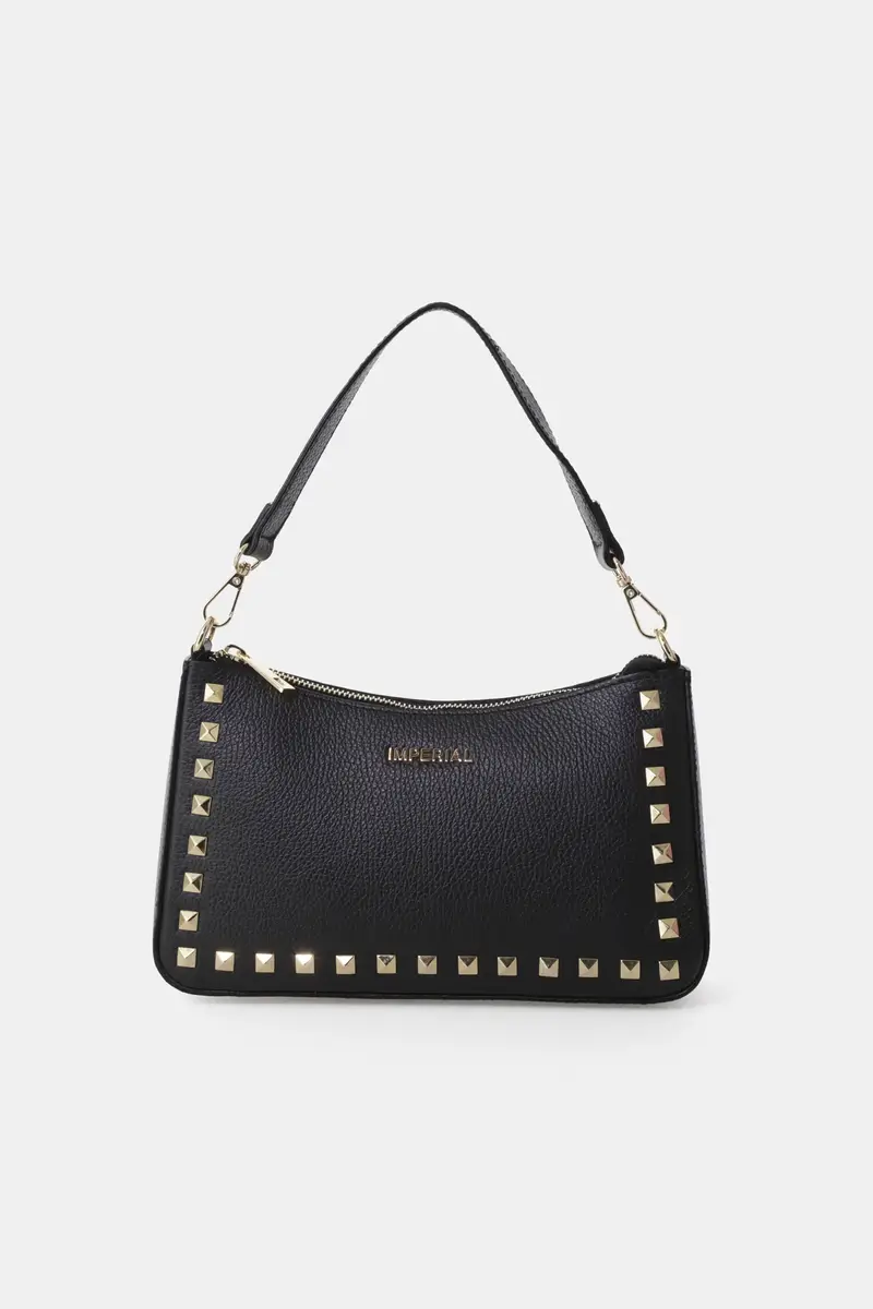 Borsa con borchie piramidali e tracolla regolabile Nero