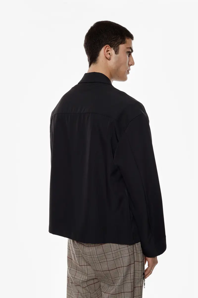 Camicia a maniche lunghe con zip Nero miniatura 4