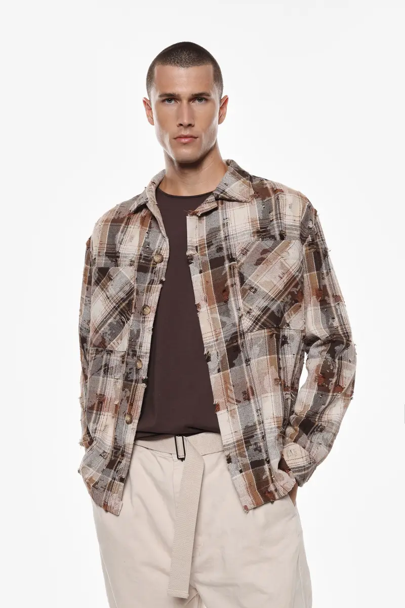 Camicia a quadri bottoni singoli Moro miniatura 2