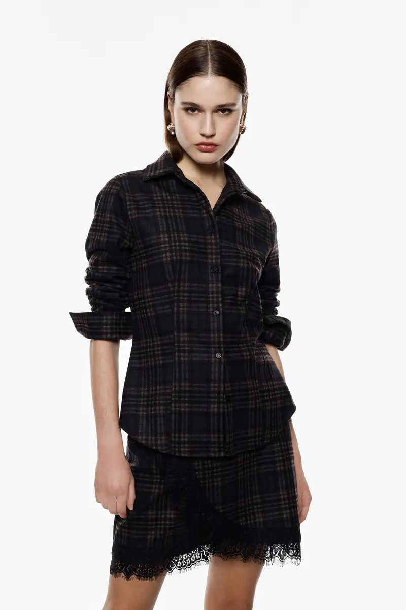 Camicia a quadri con bottoni regular-fit Nero miniatura 2