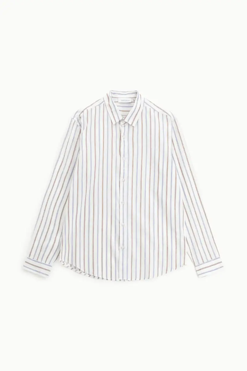 Camicia a righe collo classico manica lunga Bianco