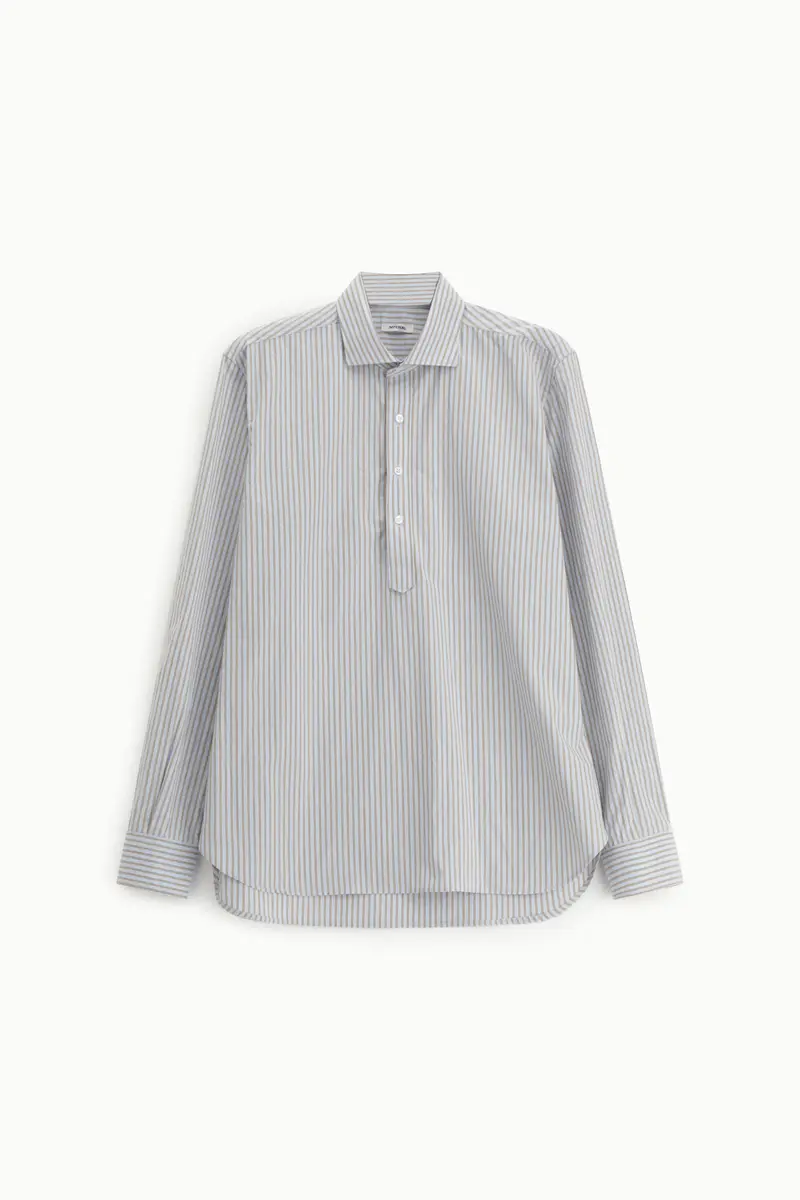Camicia a righe con chiusura parziale frontale Azzurro