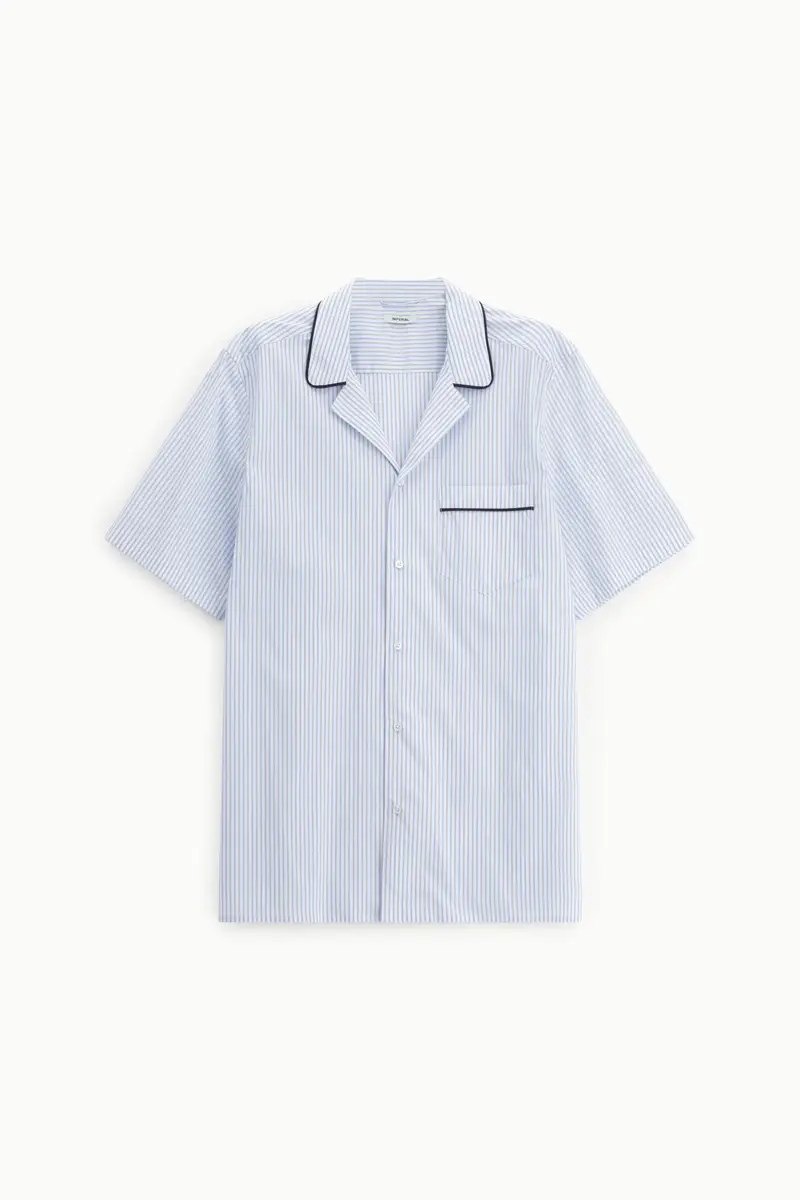 Camicia a righe con colletto classico profilato Bianco