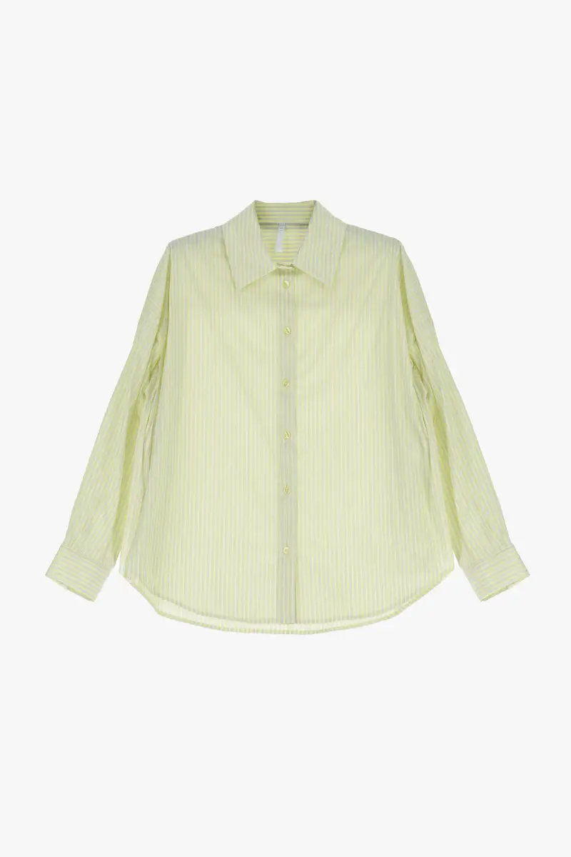Camicia a righe fit morbido chiusura frontale bottoni Giallo