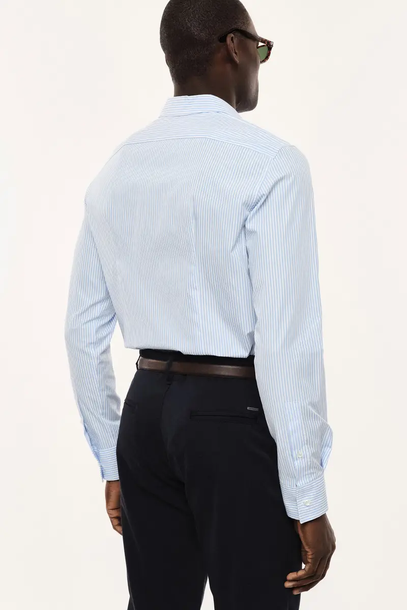 Camicia a righe vestibilità regolare colletto classico Bianco miniatura 3