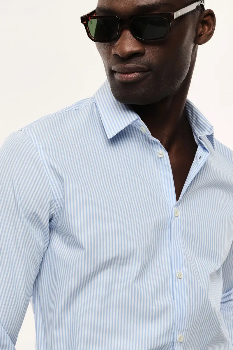 Camicia a righe vestibilità regolare colletto classico Bianco miniatura 4