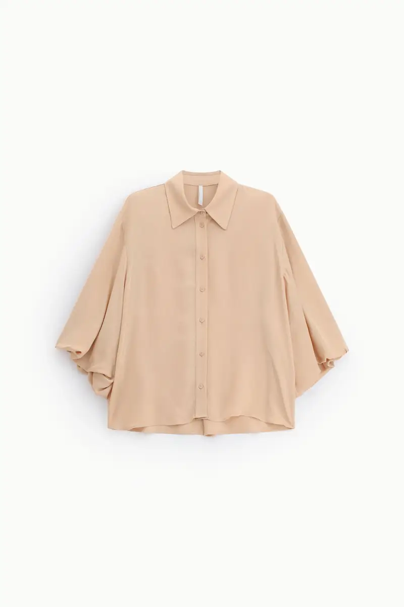 Camicia ampia con maniche a 3/4 e colletto classico Rosa mina