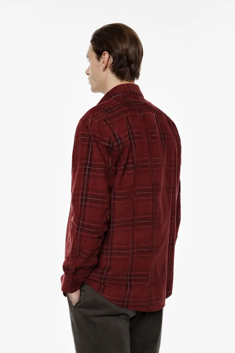 Camicia check regular fit con colletto classico Bordeaux miniatura 2