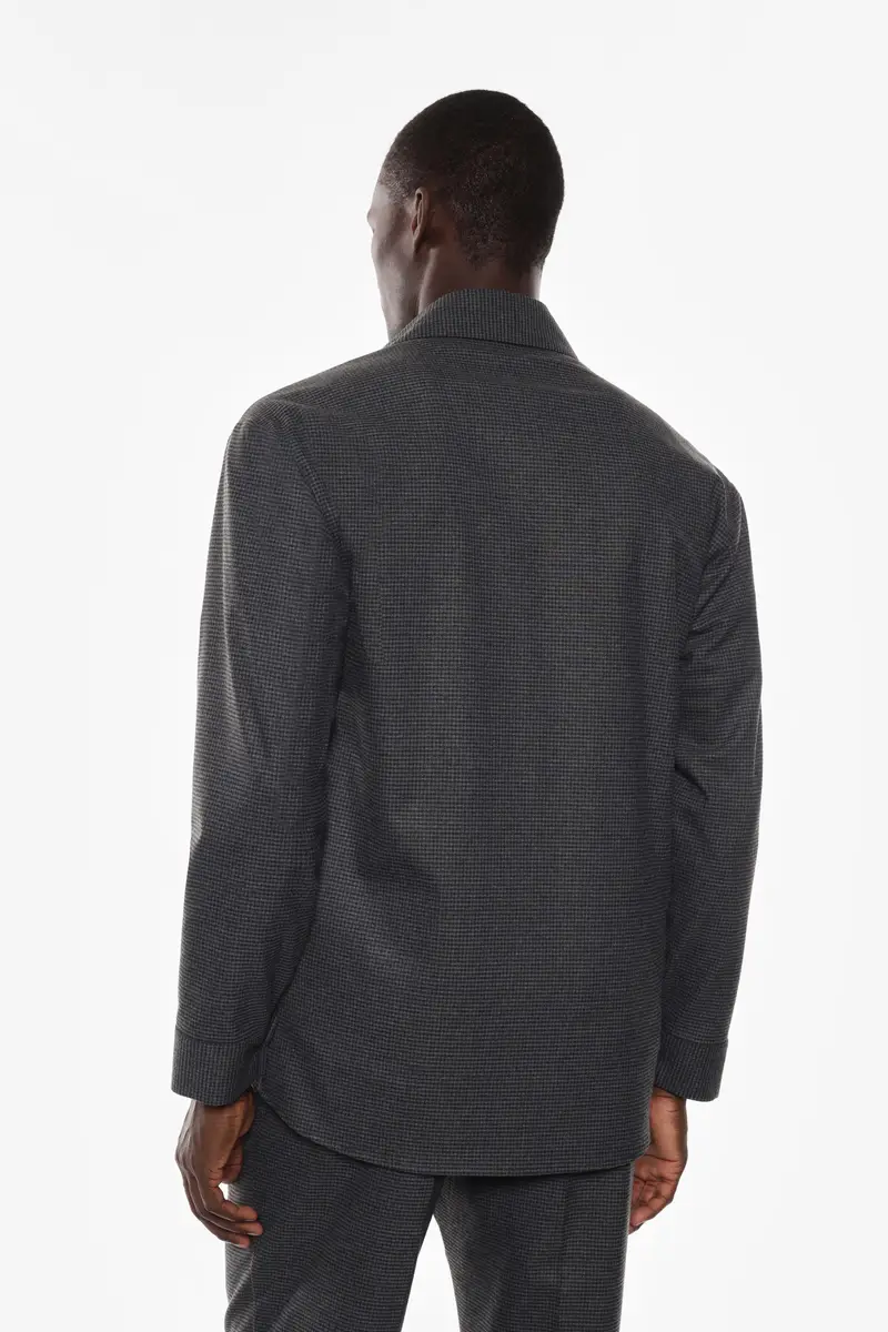 Camicia check regular fit con tasche frontali Nero miniatura 3