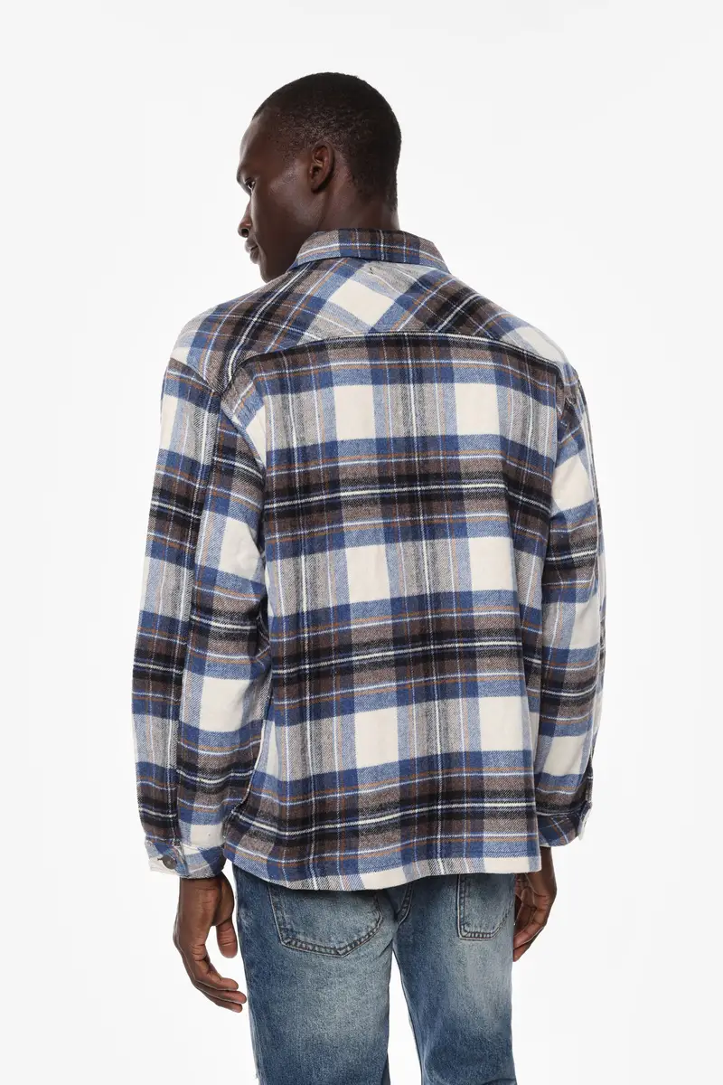 Camicia check regular fit con taschino Bianco miniatura 3