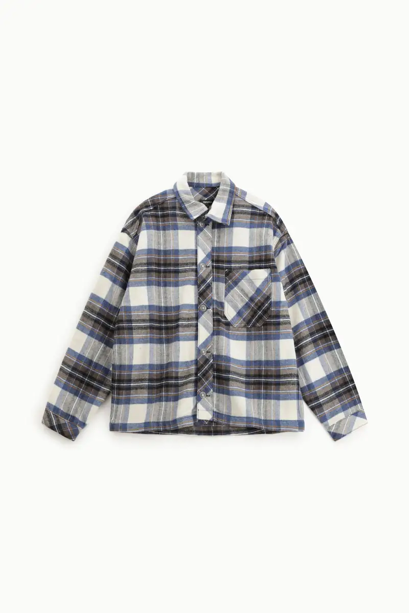 Camicia check regular fit con taschino Bianco