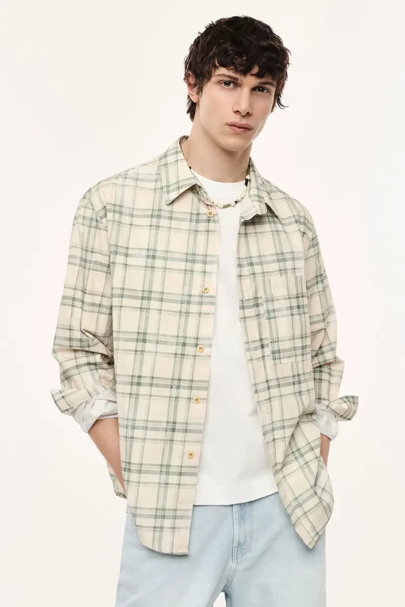 Camicia check regular fit con taschino Verde miniatura 2