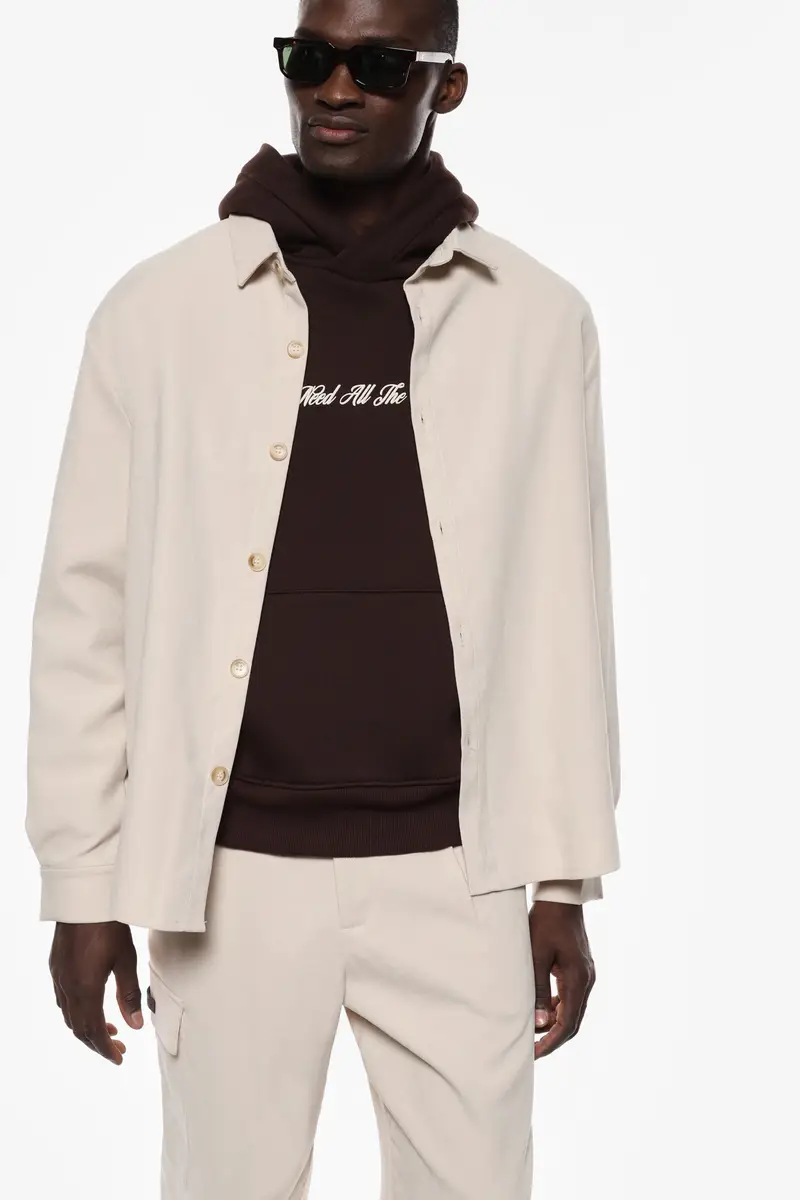 Camicia classica a maniche lunghe Beige miniatura 3