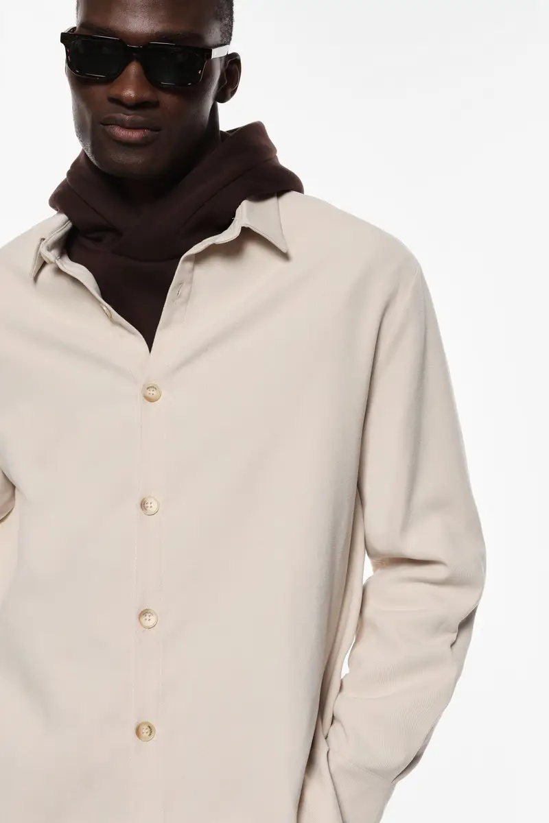 Camicia classica a maniche lunghe Beige