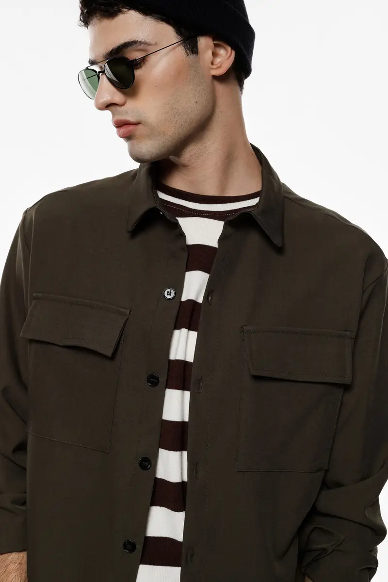 Camicia classica a maniche lunghe Militare miniatura 4