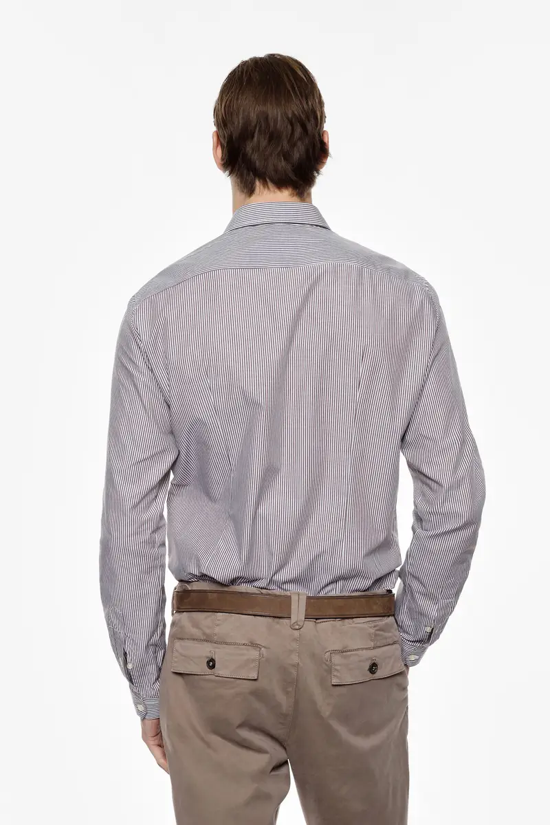 Camicia classica a righe con colletto classico Cioccolato miniatura 2