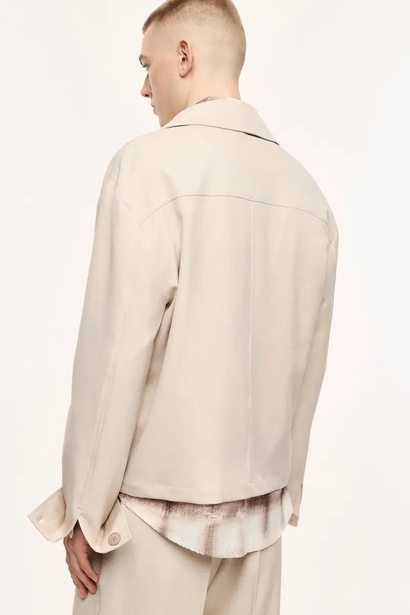 Camicia classica collo classico chiusura bottoni Beige miniatura 3